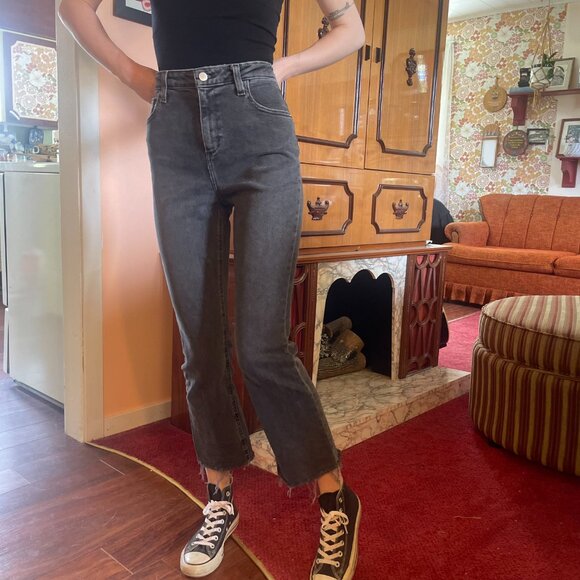 Black denim BDG high rise kick ankle flare straight jeans! - Picture 8 of 12